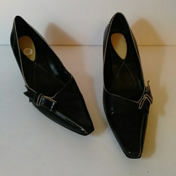 Liz Claiborne black flex heels w bows-sz 10 - Picture 2 of 7